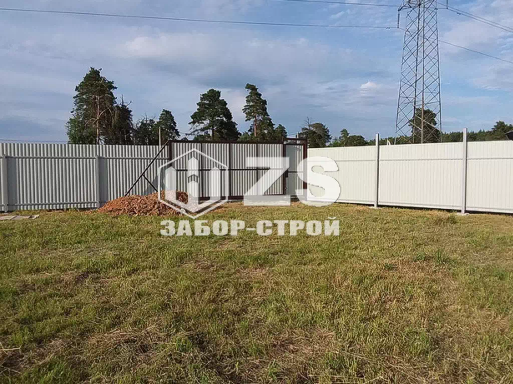 Забор с воротами из профнастила 80 метров